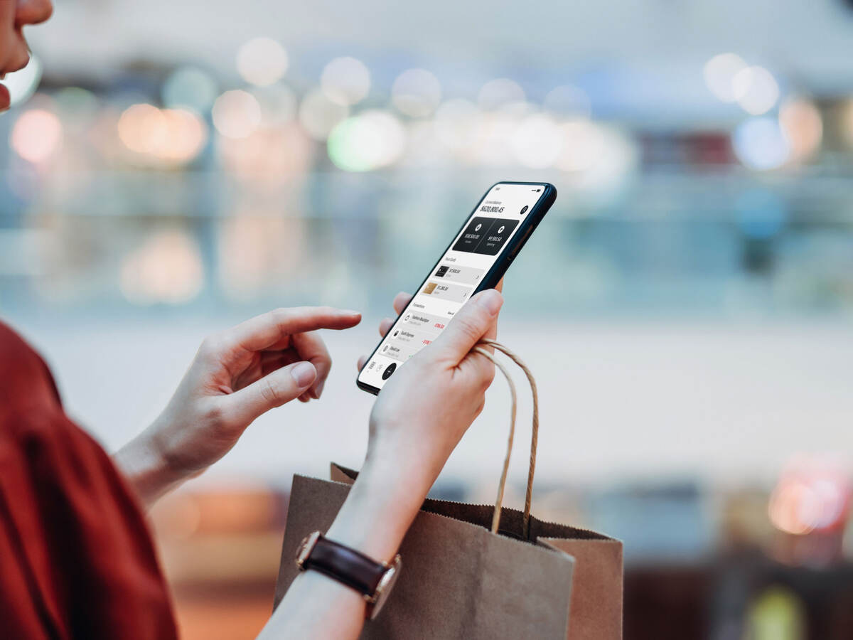 Person using an online banking app