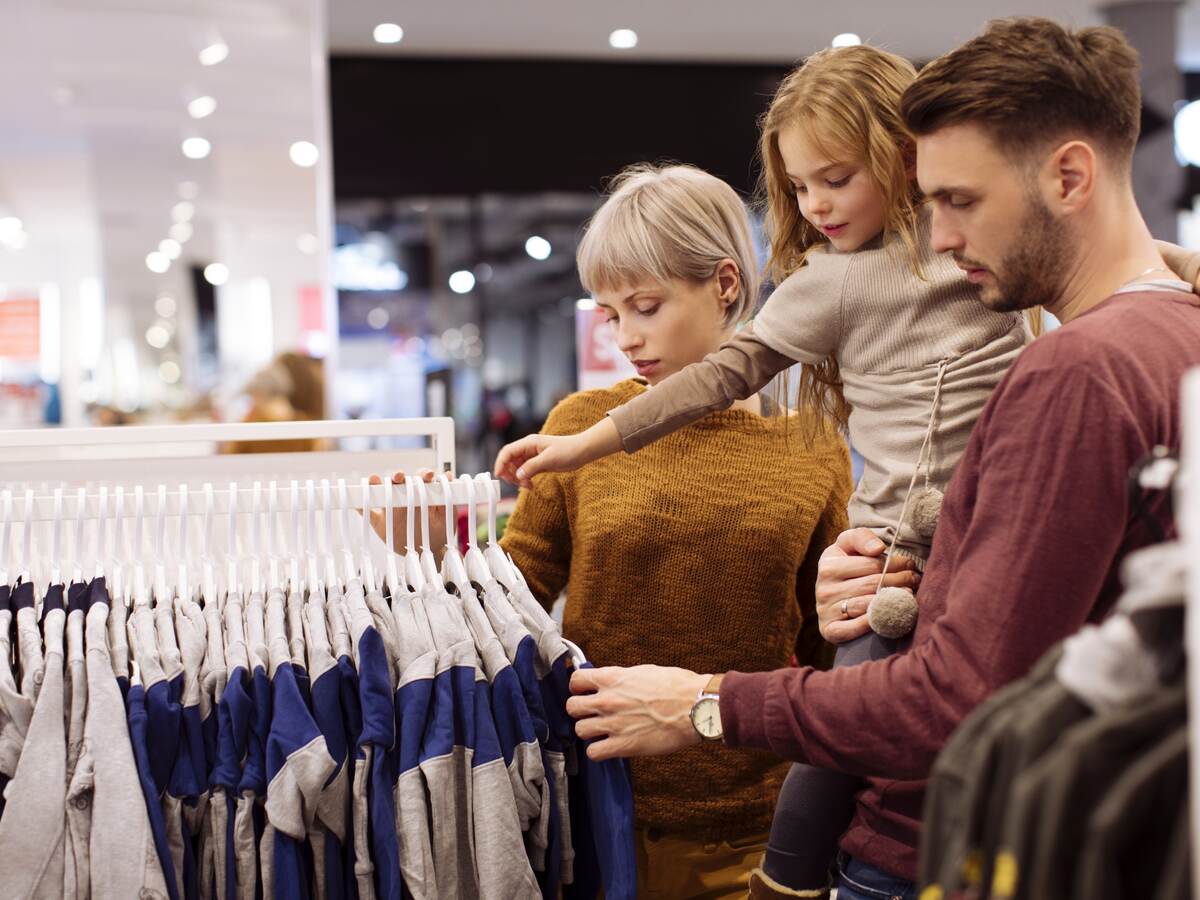 Family in a shopping mall