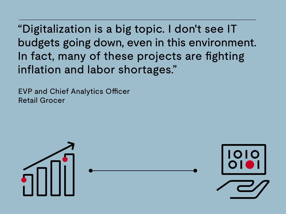 Digitalization is a big topic. I don't see IT budgets going down, even in this environment. In fact, many of these projects are fighting inflation and labor shortages.