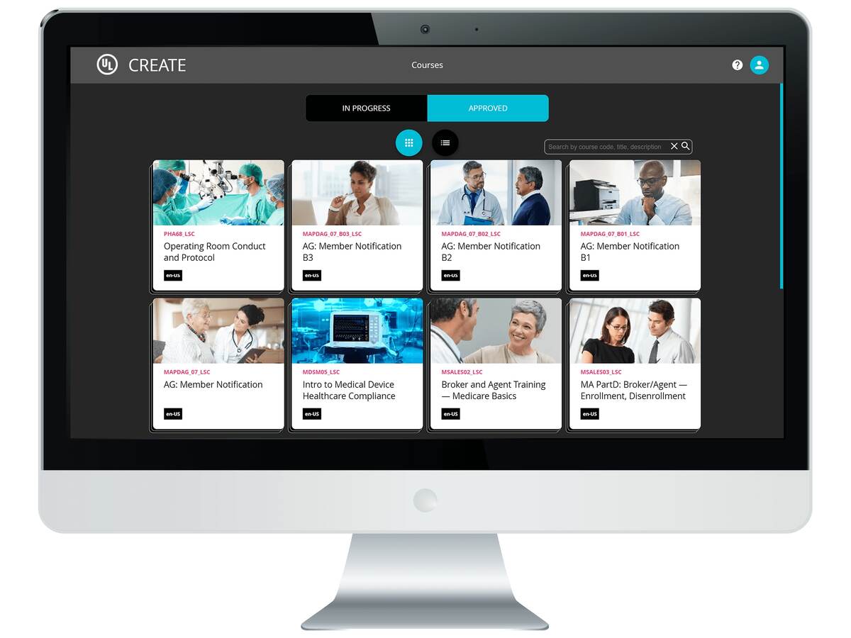 UL Create™ tool dashboard on a desktop monitor