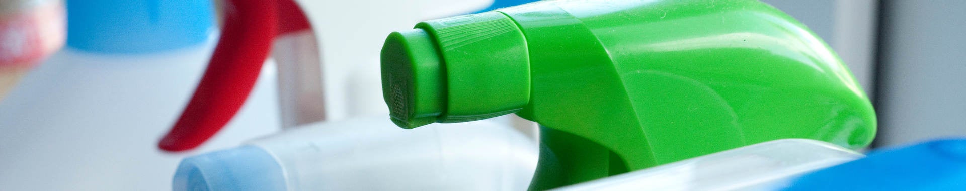 Cleaning solutions in spray bottles