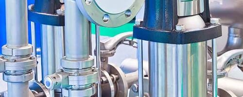 Close up of components of a water system