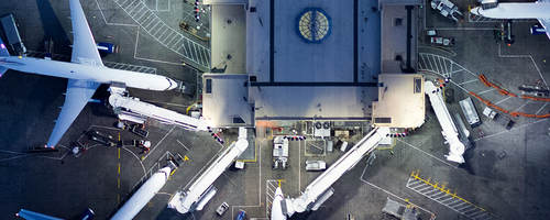 overhead view of an airport