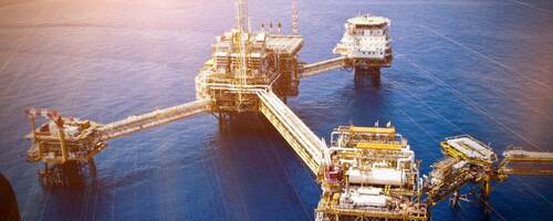 Aerial view of oil rig