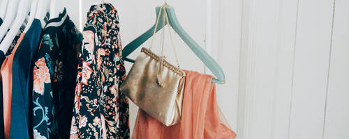 Apparel and accessories in a fashion shop