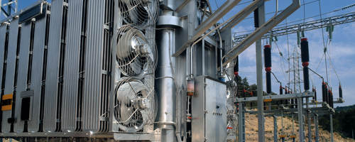 Close up of electrical insulation systems with blue sky background