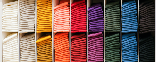Colorful shelf in a retail store