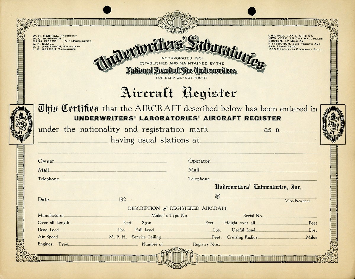 Aircraft Registry Certificate