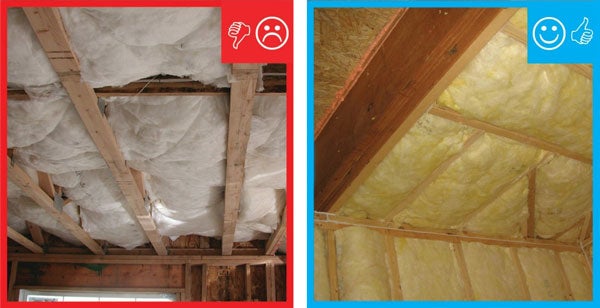 Improper installation of insulation versus Grade I quality