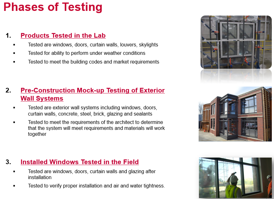 Building Envelope Performance Testing of Fenestration Products