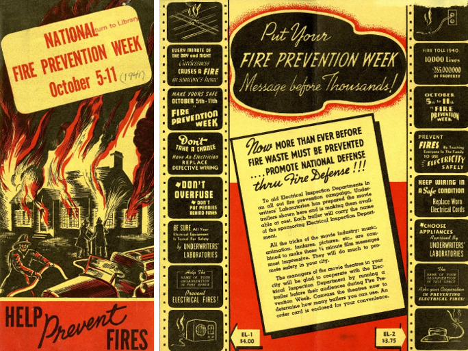 UL’s advertisement for fire prevention trailers, 1941. The 1942 advertisement was addressed “to all interested in winning the war.” | UL Archives