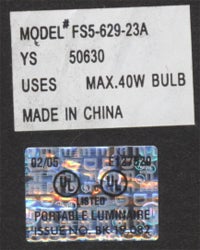 Lamp label.