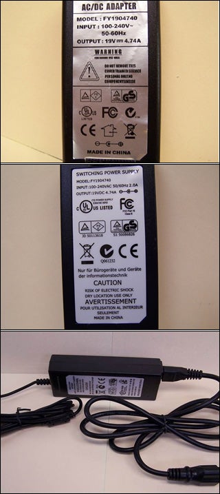 Adapter and power supply photos.