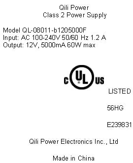 A label attached to the power supply