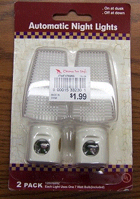 Photographs of the Nightlight and Package with counterfeit UL Mark 1