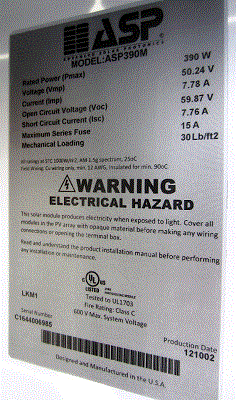 Counterfeit nameplate from Model ASP-390M