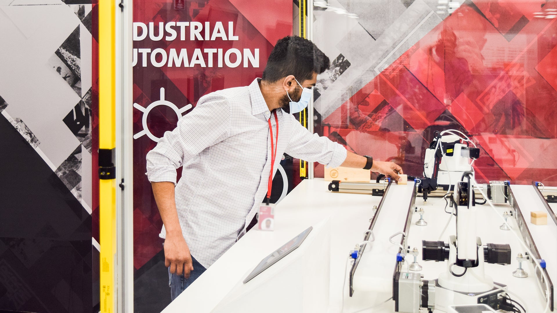 A UL employee running a test in the Industrial Automation lab