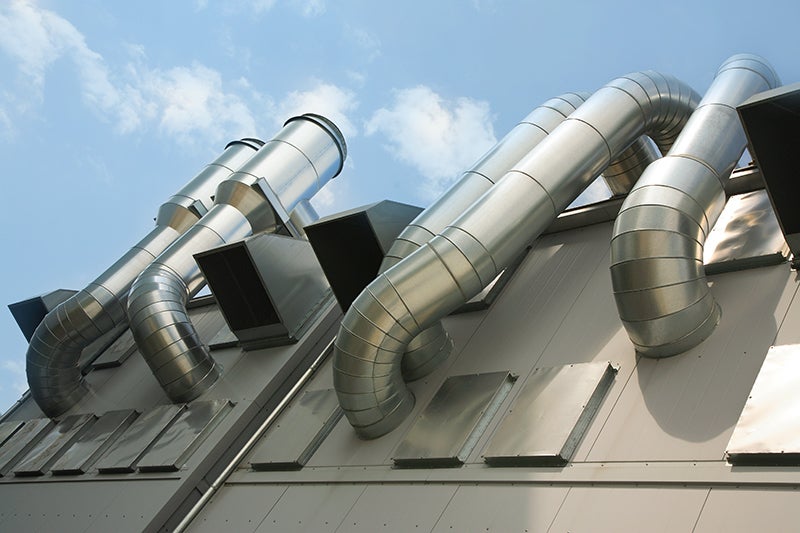 view of heating and ventilation ducts outside of a building