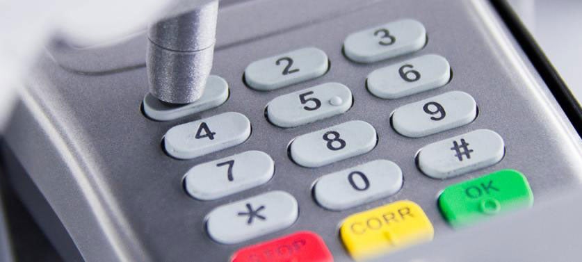 Close up view of a credit card reader